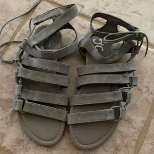 grey strappy casual sandals